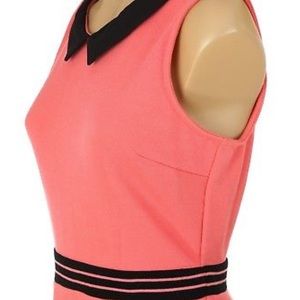 ELLE | Rose Pink Dress with Black Collar